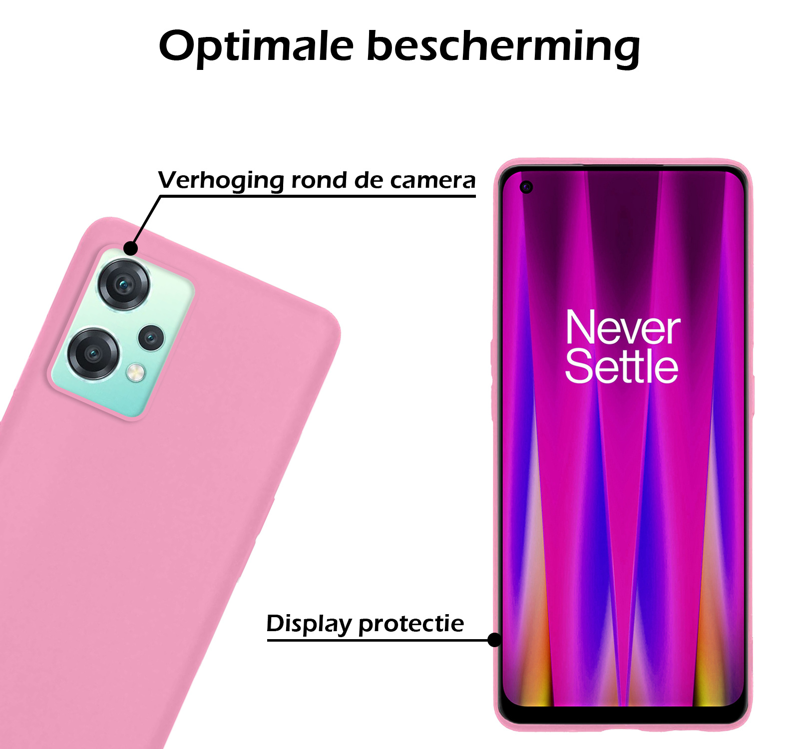 Nomfy Hoesje Geschikt voor OnePlus Nord CE 2 Lite Hoesje Siliconen Cover Case - Hoes Geschikt voor OnePlus Nord CE 2 Lite Hoes Back Case - 2-PACK - Lichtroze