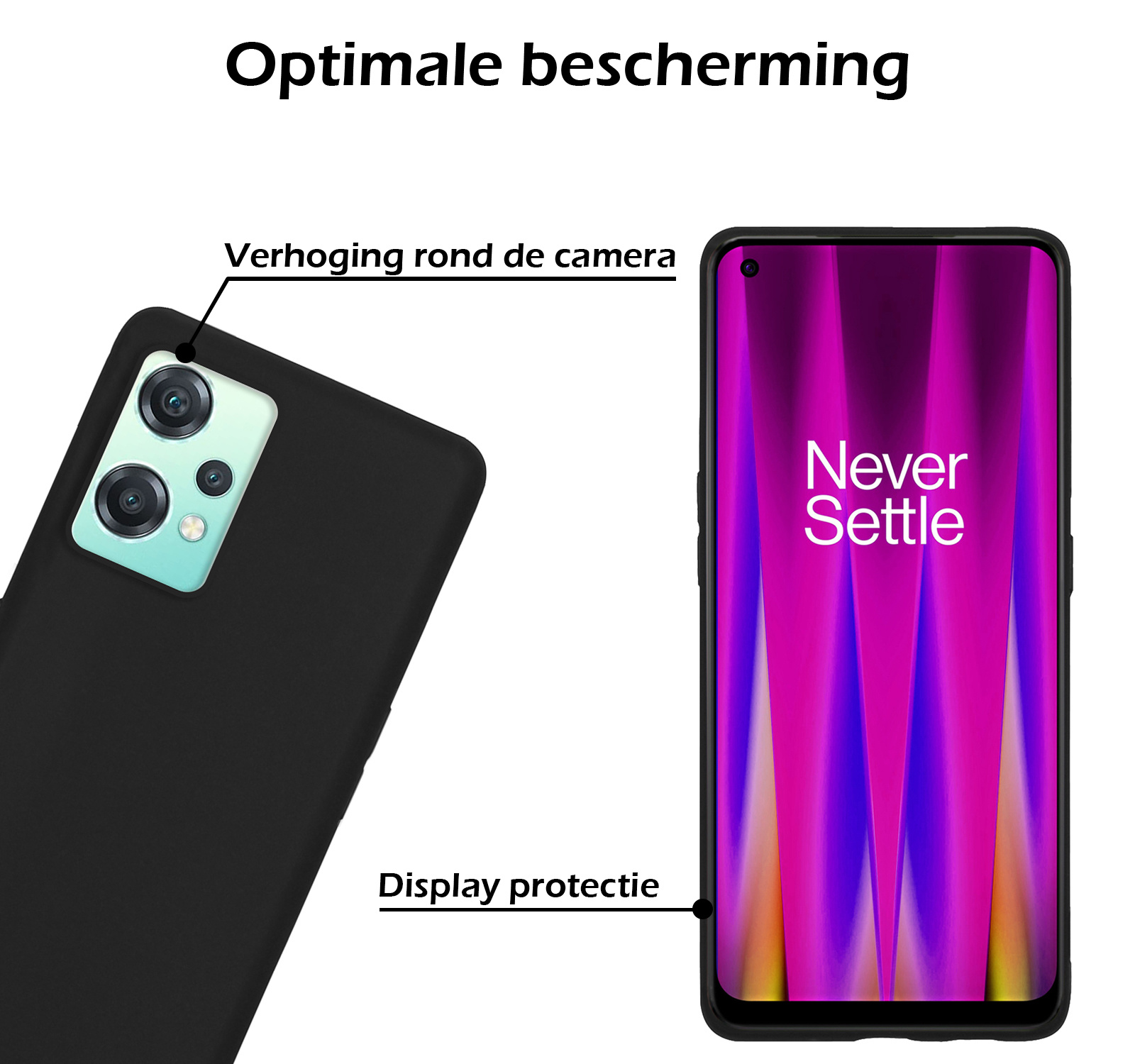 Nomfy Hoesje Geschikt voor OnePlus Nord CE 2 Lite Hoesje Siliconen Cover Case - Hoes Geschikt voor OnePlus Nord CE 2 Lite Hoes Back Case - 2-PACK - Zwart