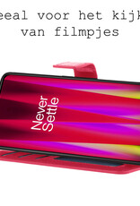 BASEY. Hoes Geschikt voor OnePlus Nord CE 2 Lite Hoesje Bookcase Hoes Flip Case Book Cover - Hoesje Geschikt voor OnePlus Nord CE 2 Lite Hoes Book Case Hoesje - Donkerroze