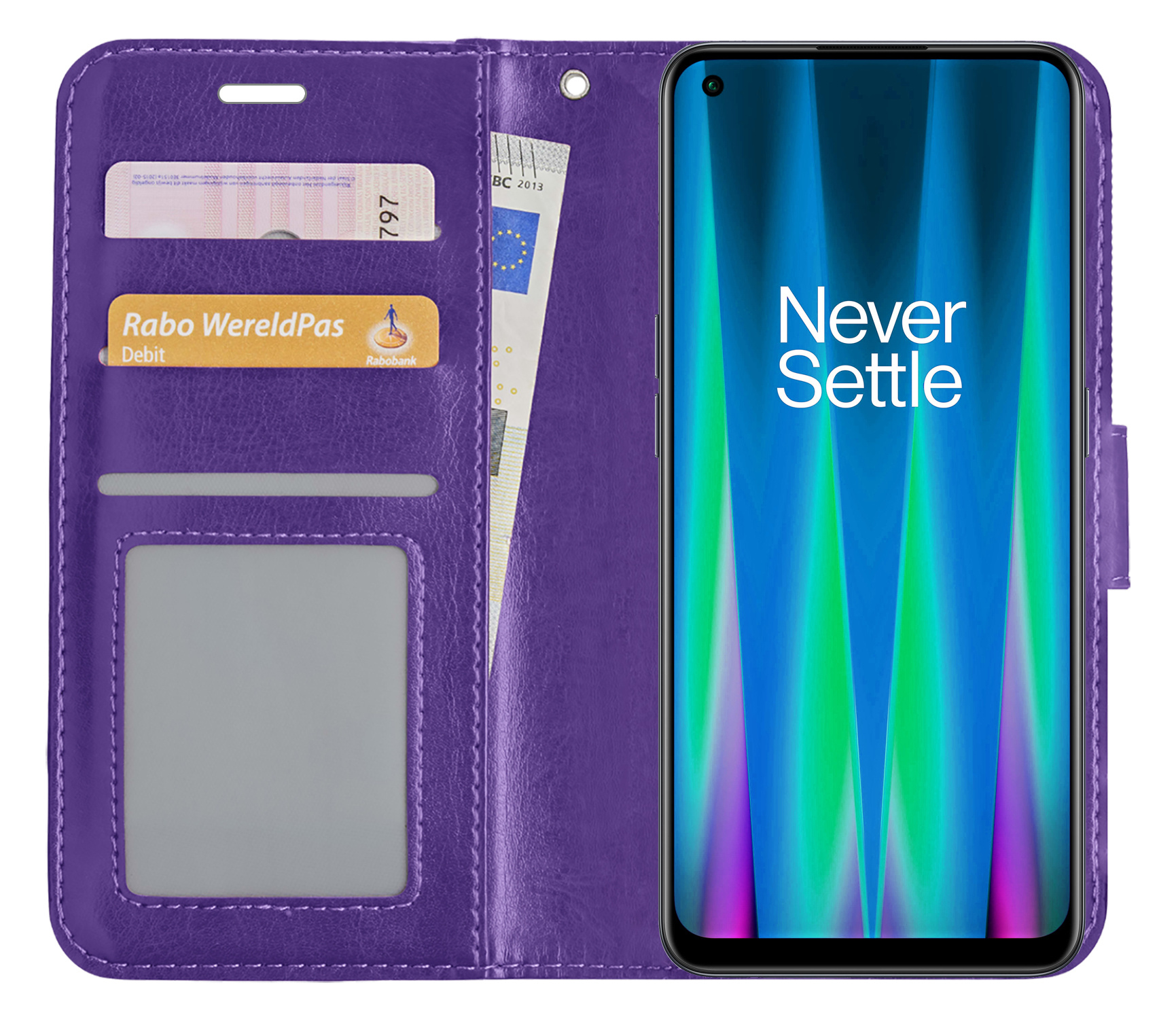 NoXx Hoes Geschikt voor OnePlus Nord CE 2 Lite Hoesje Book Case Hoes Flip Cover Wallet Bookcase - Paars