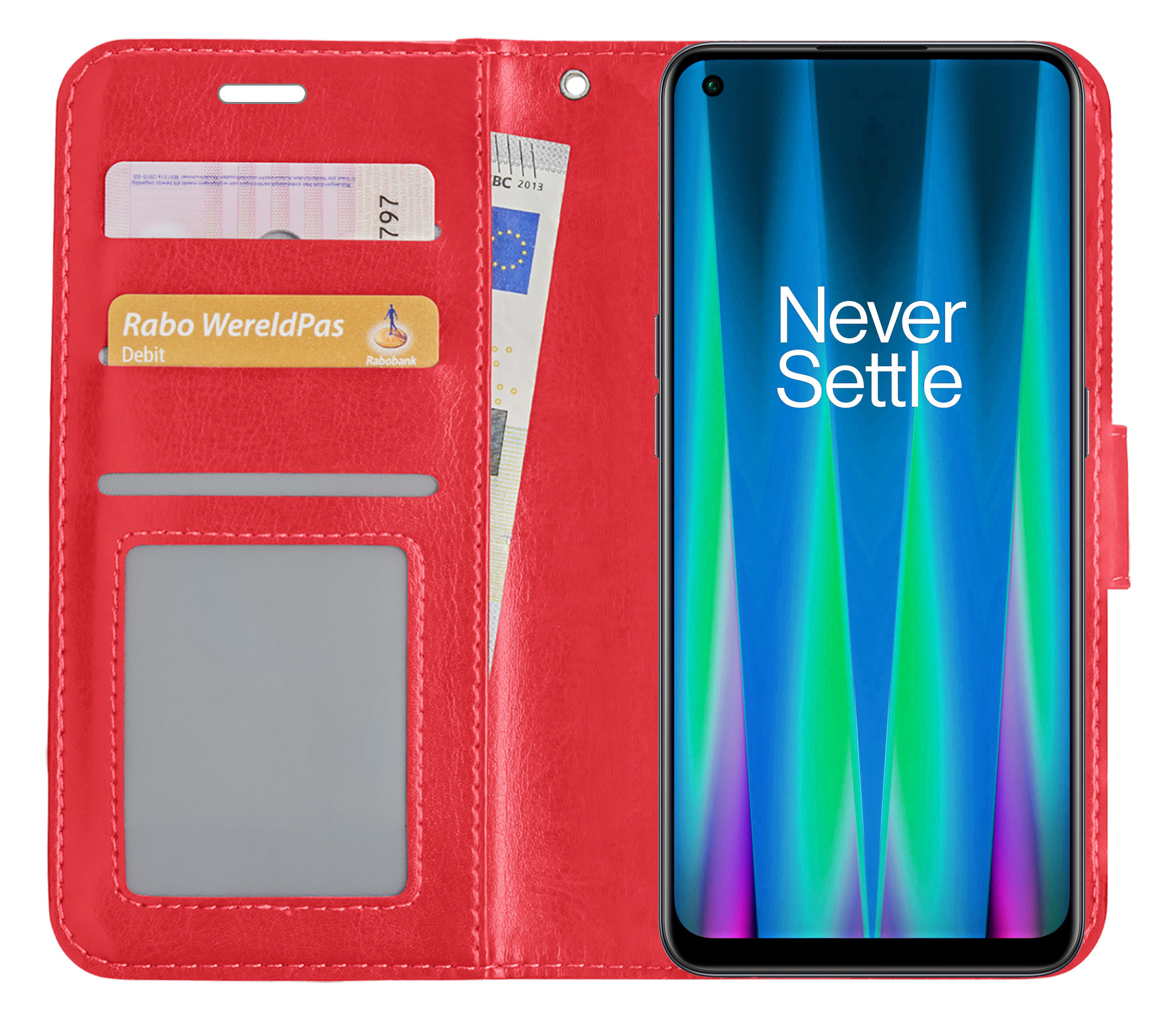 NoXx Hoes Geschikt voor OnePlus Nord CE 2 Lite Hoesje Book Case Hoes Flip Cover Wallet Bookcase - Rood