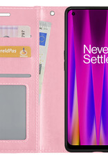 Nomfy Hoesje Geschikt voor OnePlus Nord CE 2 Lite Hoes Bookcase Flipcase Book Cover - Hoes Geschikt voor OnePlus Nord CE 2 Lite Hoesje Book Case - Lichtroze