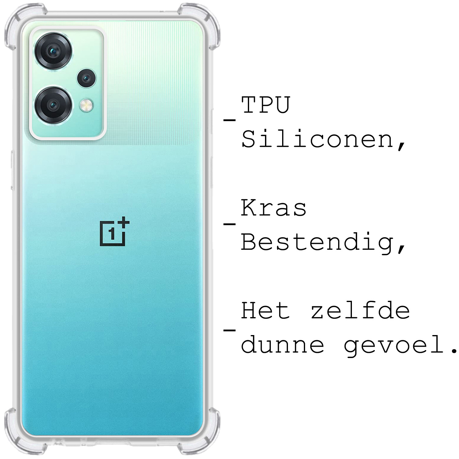 BASEY. Hoes Geschikt voor OnePlus Nord CE 2 Lite Hoesje Shock Proof Case Hoes Siliconen Met Screenprotector - Hoesje Geschikt voor OnePlus Nord CE 2 Lite Hoes Cover Shockproof - Transparant