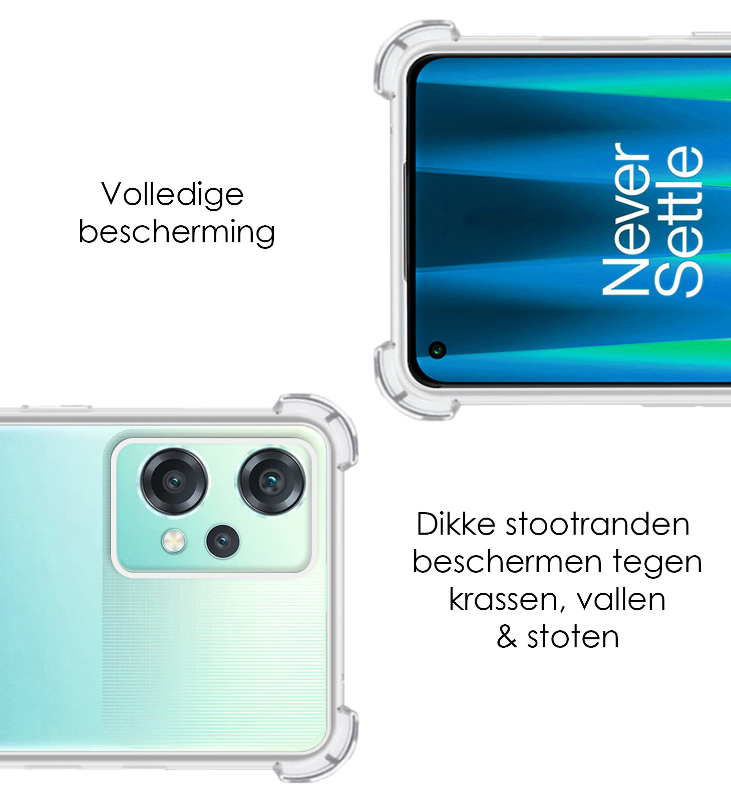 NoXx Hoes Geschikt voor OnePlus Nord CE 2 Lite Hoesje Siliconen Cover Shock Proof Back Case Shockproof Hoes Met 2x Screenprotector - Transparant