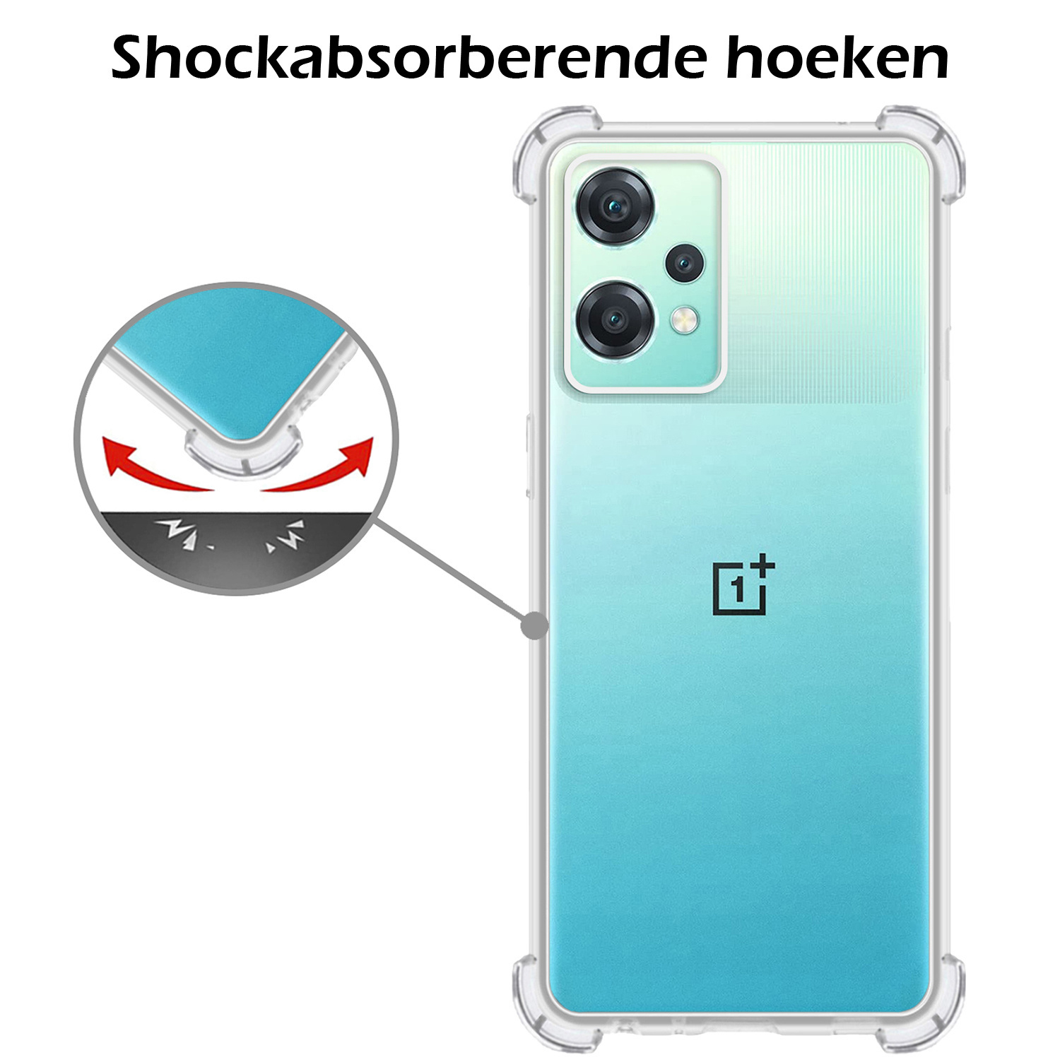 Nomfy Hoesje Geschikt voor OnePlus Nord CE 2 Lite Hoesje Shock Proof Cover Case Shockproof Met 2x Screenprotector - Hoes Geschikt voor OnePlus Nord CE 2 Lite Hoes Siliconen Back Case - Transparant