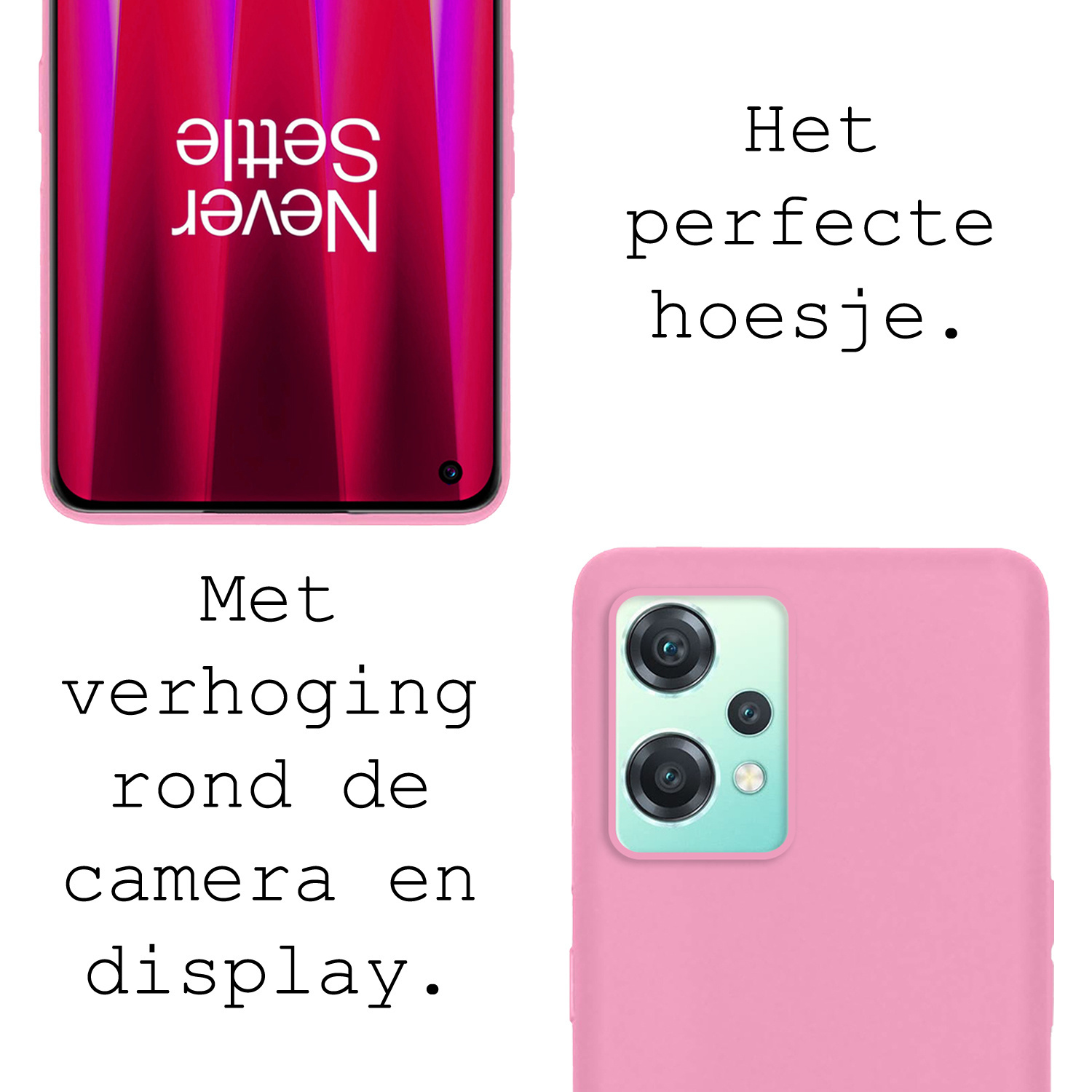 BASEY. Hoes Geschikt voor OnePlus Nord CE 2 Lite Hoesje Siliconen Back Cover Case Met Screenprotector - Hoesje Geschikt voor OnePlus Nord CE 2 Lite Hoes Cover Hoesje - Lichtroze