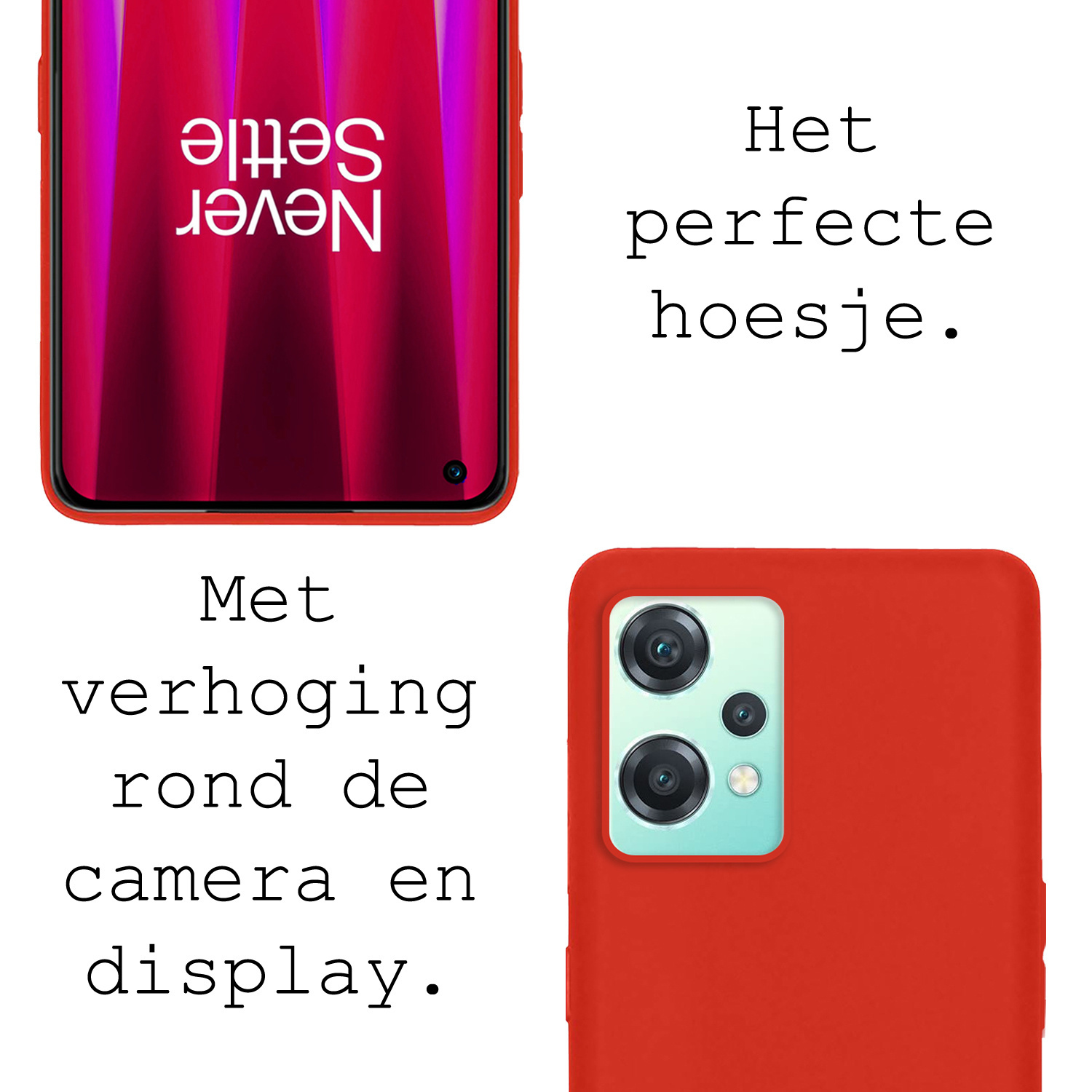 BASEY. Hoes Geschikt voor OnePlus Nord CE 2 Lite Hoesje Siliconen Back Cover Case Met Screenprotector - Hoesje Geschikt voor OnePlus Nord CE 2 Lite Hoes Cover Hoesje - Rood