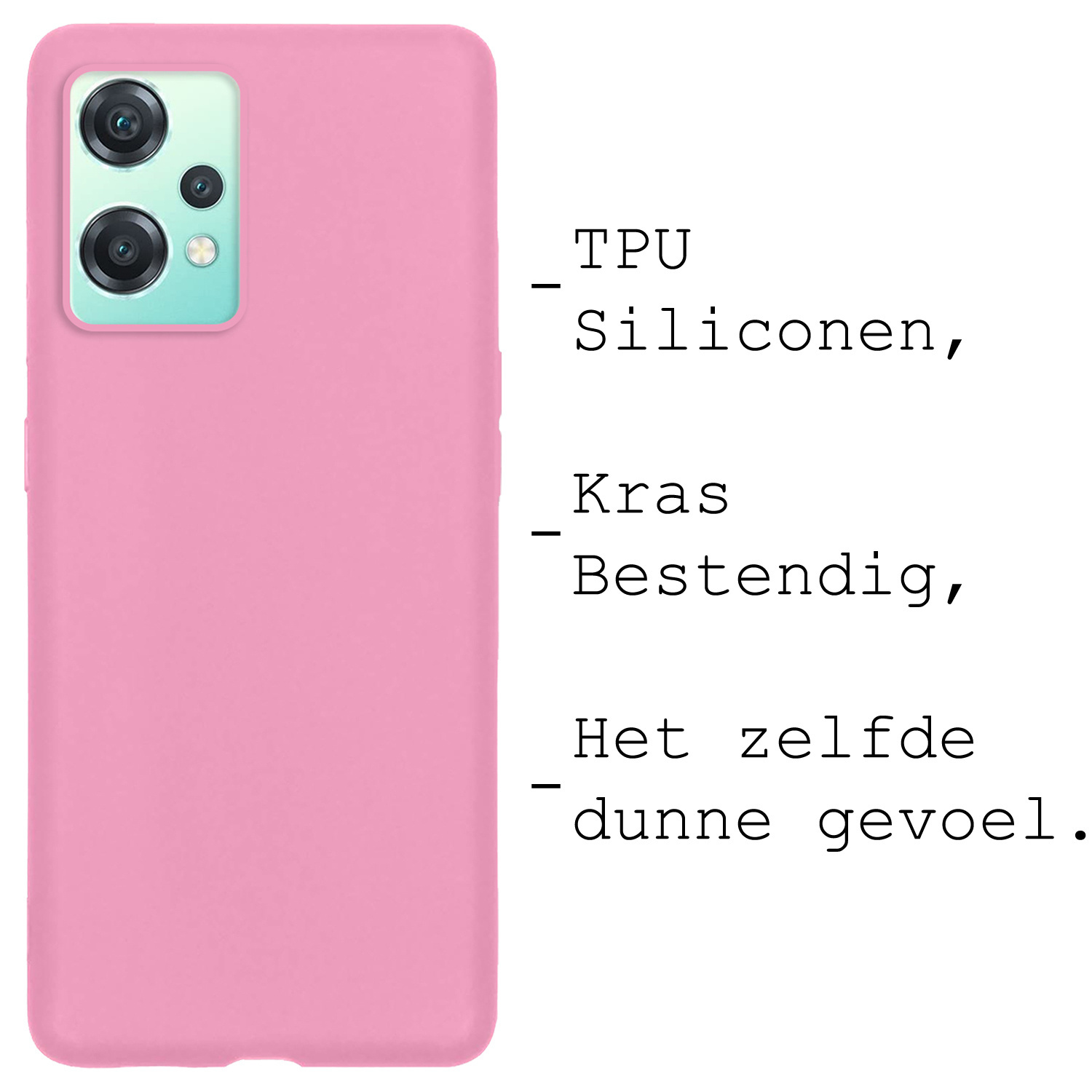 BASEY. Hoes Geschikt voor OnePlus Nord CE 2 Lite Hoesje Siliconen Back Cover Case Met 2x Screenprotector - Hoesje Geschikt voor OnePlus Nord CE 2 Lite Hoes Cover Hoesje - Lichtroze