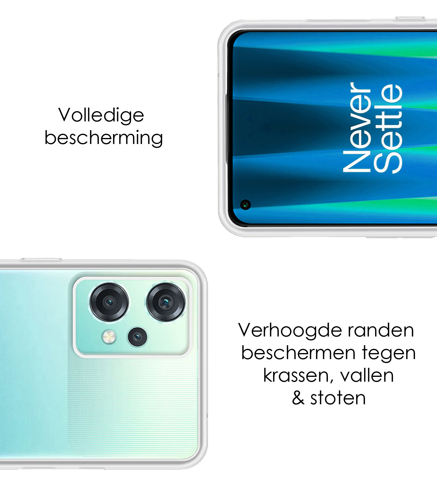 NoXx Hoes Geschikt voor OnePlus Nord CE 2 Lite Hoesje Cover Siliconen Back Case Hoes Met Screenprotector - Transparant