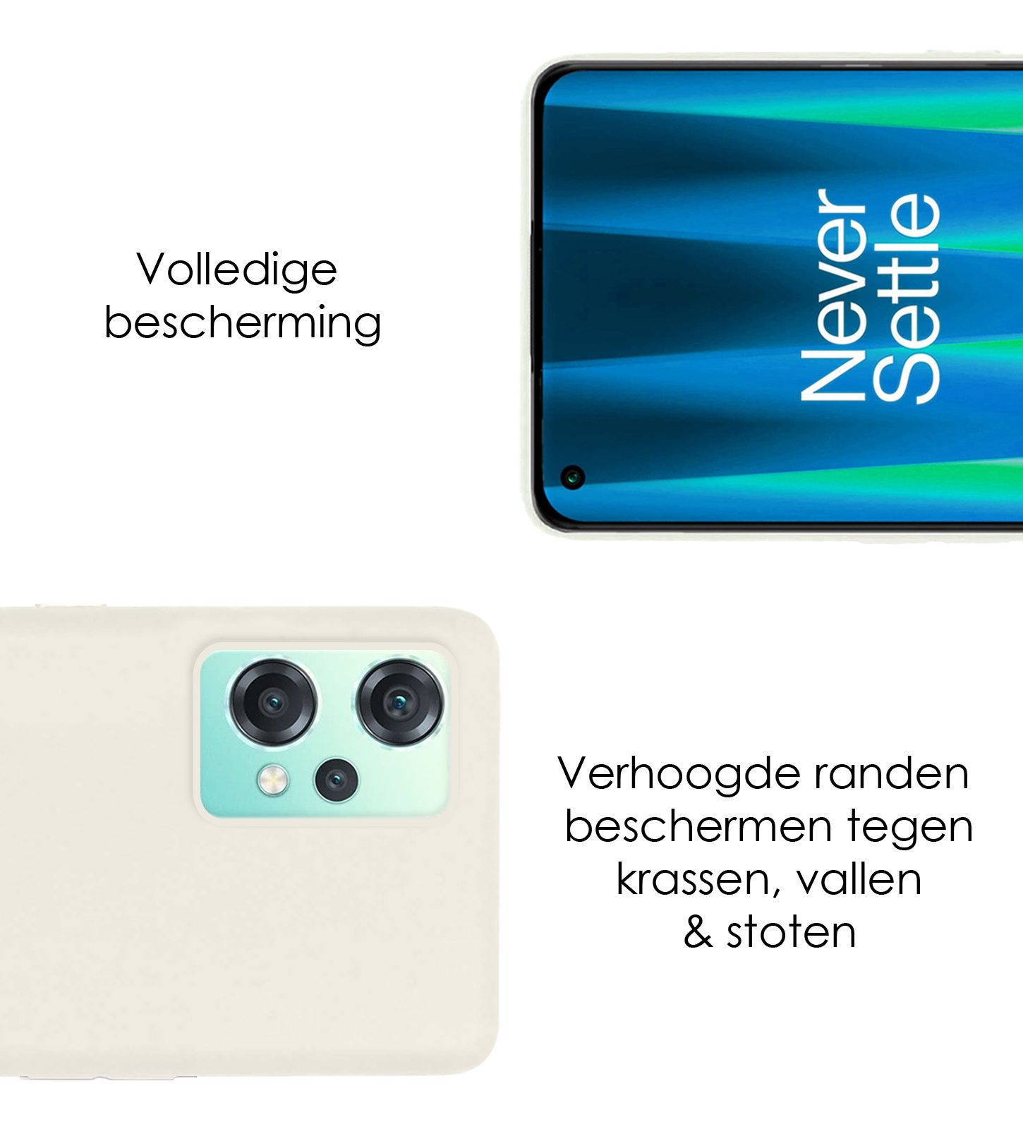NoXx Hoes Geschikt voor OnePlus Nord CE 2 Lite Hoesje Cover Siliconen Back Case Hoes Met Screenprotector - Wit