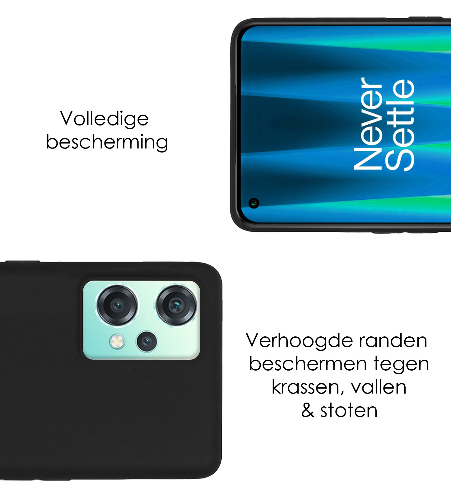 NoXx Hoes Geschikt voor OnePlus Nord CE 2 Lite Hoesje Cover Siliconen Back Case Hoes Met Screenprotector - Zwart
