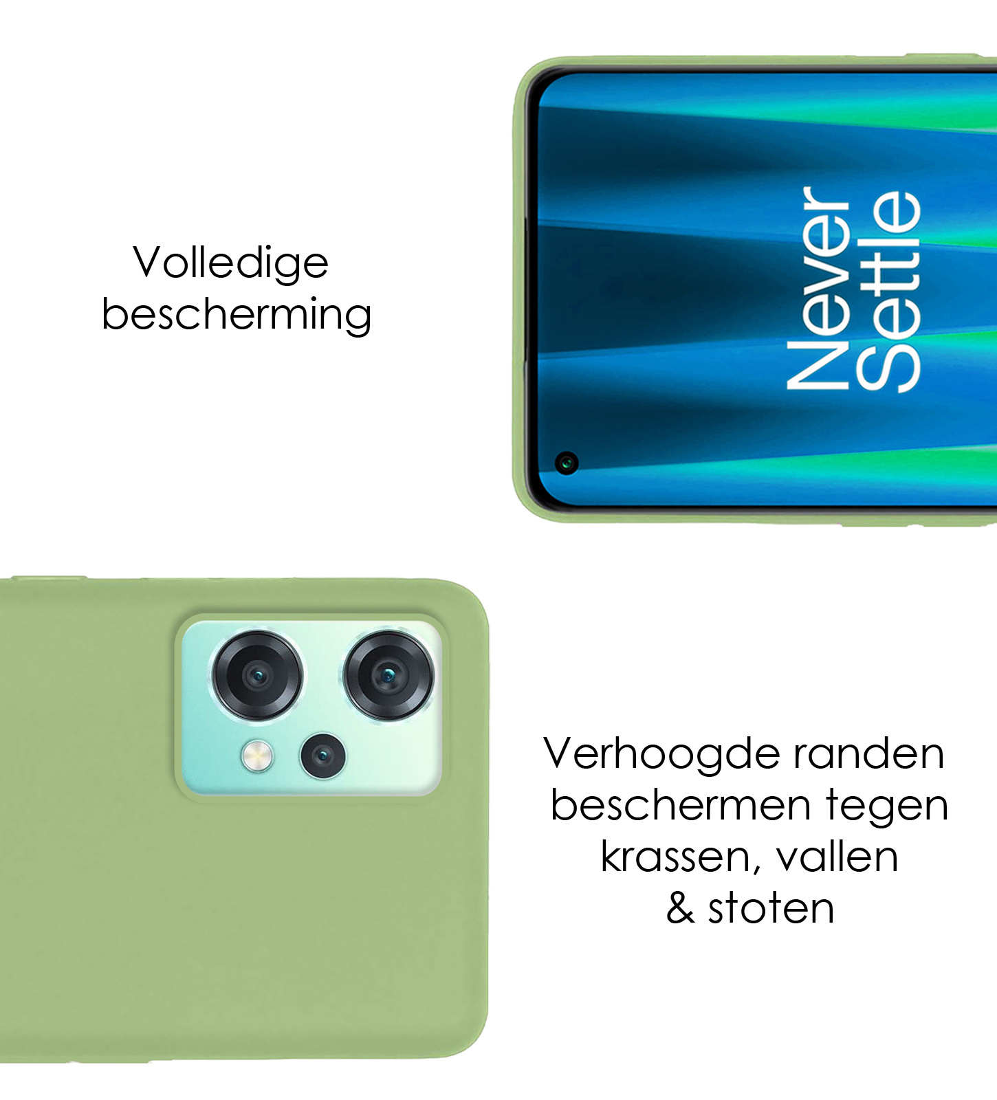 OnePlus Nord CE 2 Lite Hoesje Back Cover Siliconen Case Hoes Met 2x Screenprotector - Groen