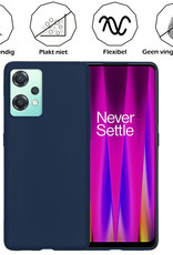 OnePlus Nord CE 2 Lite Hoesje Siliconen Case Back Cover Met Screenprotector - OnePlus Nord CE 2 Lite Hoes Cover Silicone - Donker Blauw
