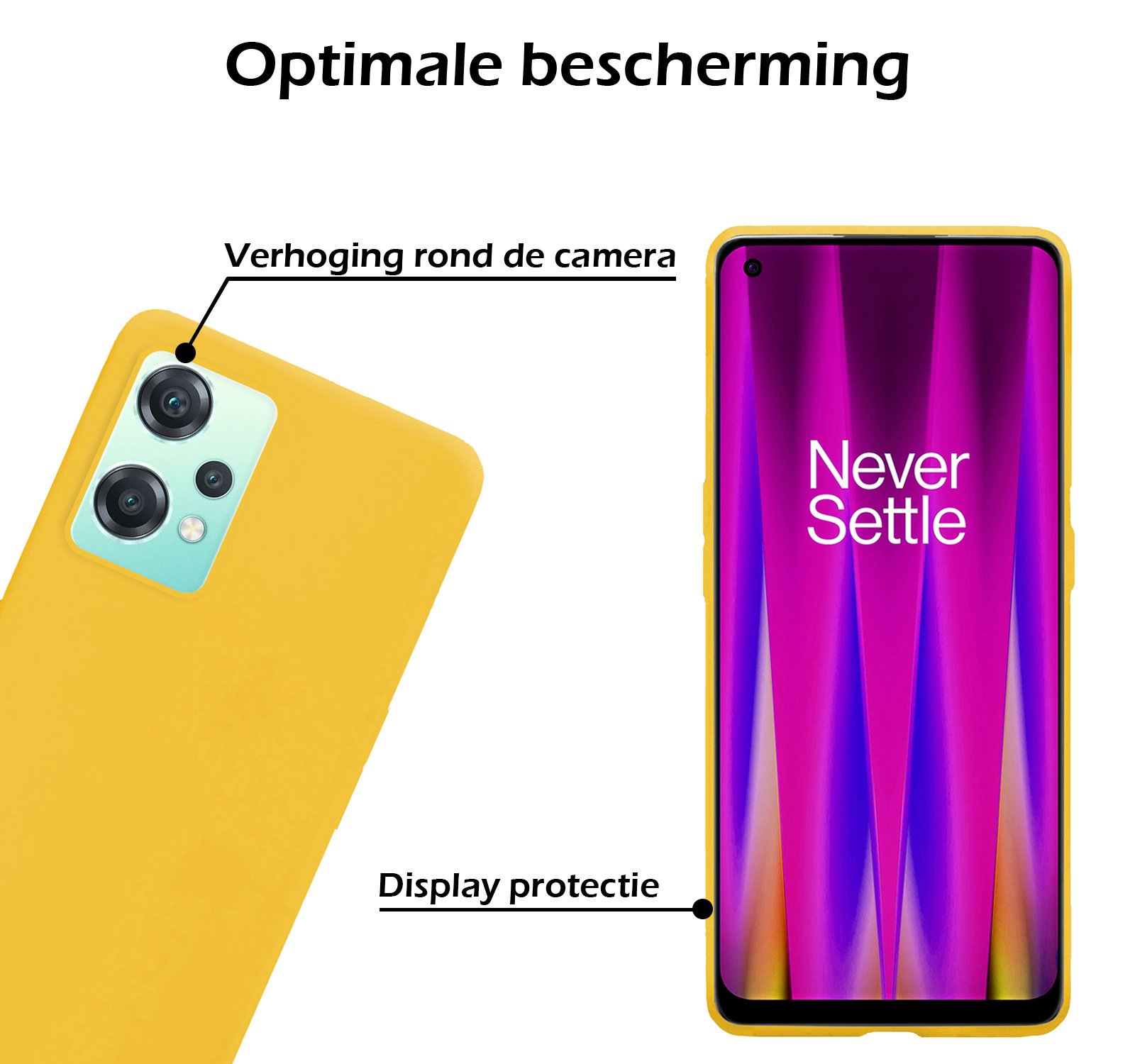 OnePlus Nord CE 2 Lite Hoesje Siliconen Case Back Cover Met Screenprotector - OnePlus Nord CE 2 Lite Hoes Cover Silicone - Geel