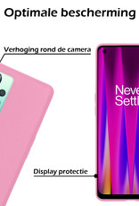 OnePlus Nord CE 2 Lite Hoesje Siliconen Case Back Cover Met Screenprotector - OnePlus Nord CE 2 Lite Hoes Cover Silicone - Licht Roze