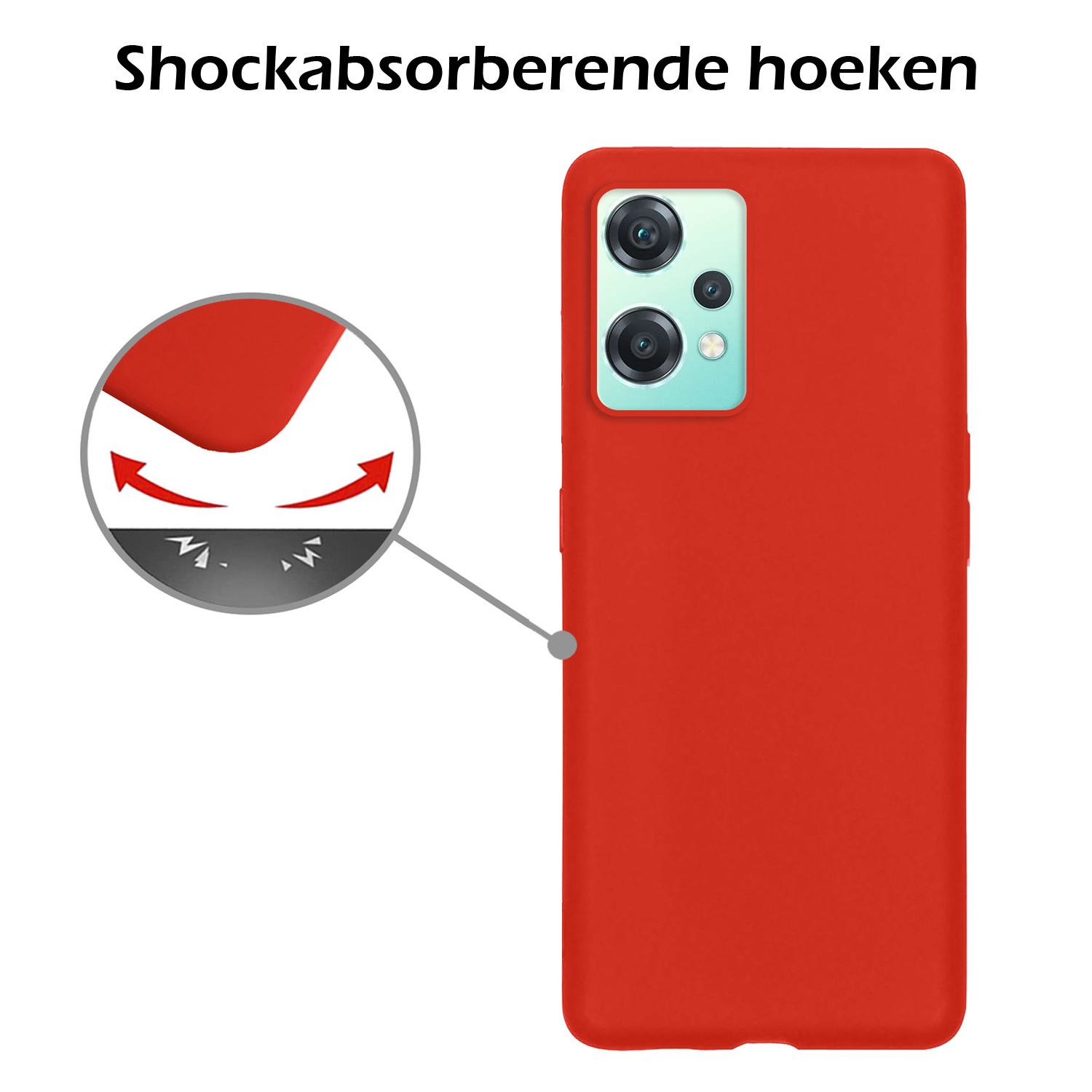 OnePlus Nord CE 2 Lite Hoesje Siliconen Case Back Cover Met Screenprotector - OnePlus Nord CE 2 Lite Hoes Cover Silicone - Rood