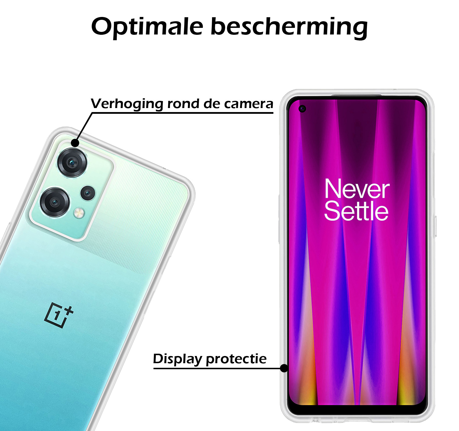 Nomfy Hoesje Geschikt voor OnePlus Nord CE 2 Lite Hoesje Siliconen Cover Case Met Screenprotector - Hoes Geschikt voor OnePlus Nord CE 2 Lite Hoes Back Case - Transparant