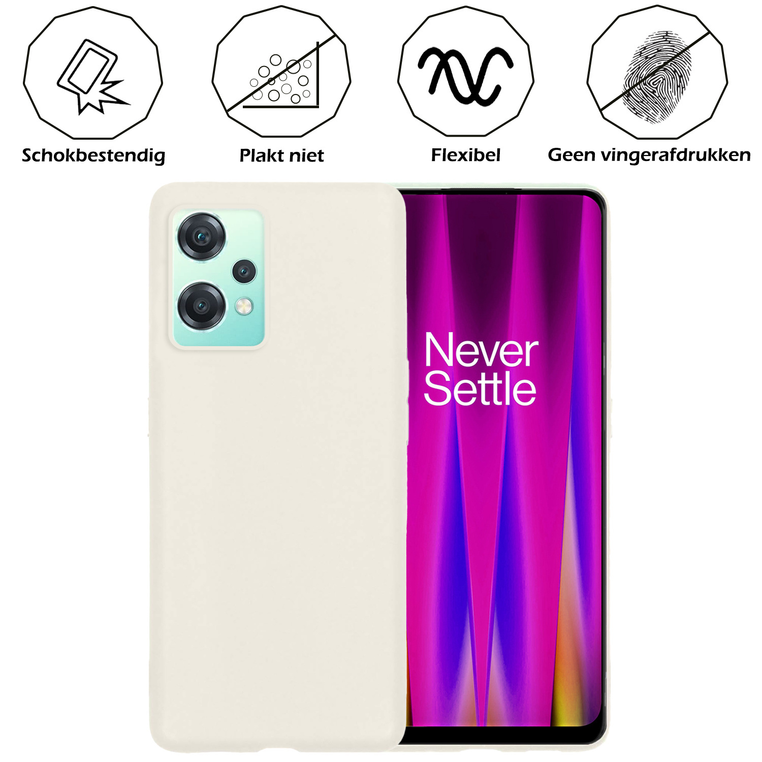 OnePlus Nord CE 2 Lite Hoesje Siliconen Case Back Cover Met Screenprotector - OnePlus Nord CE 2 Lite Hoes Cover Silicone - Wit