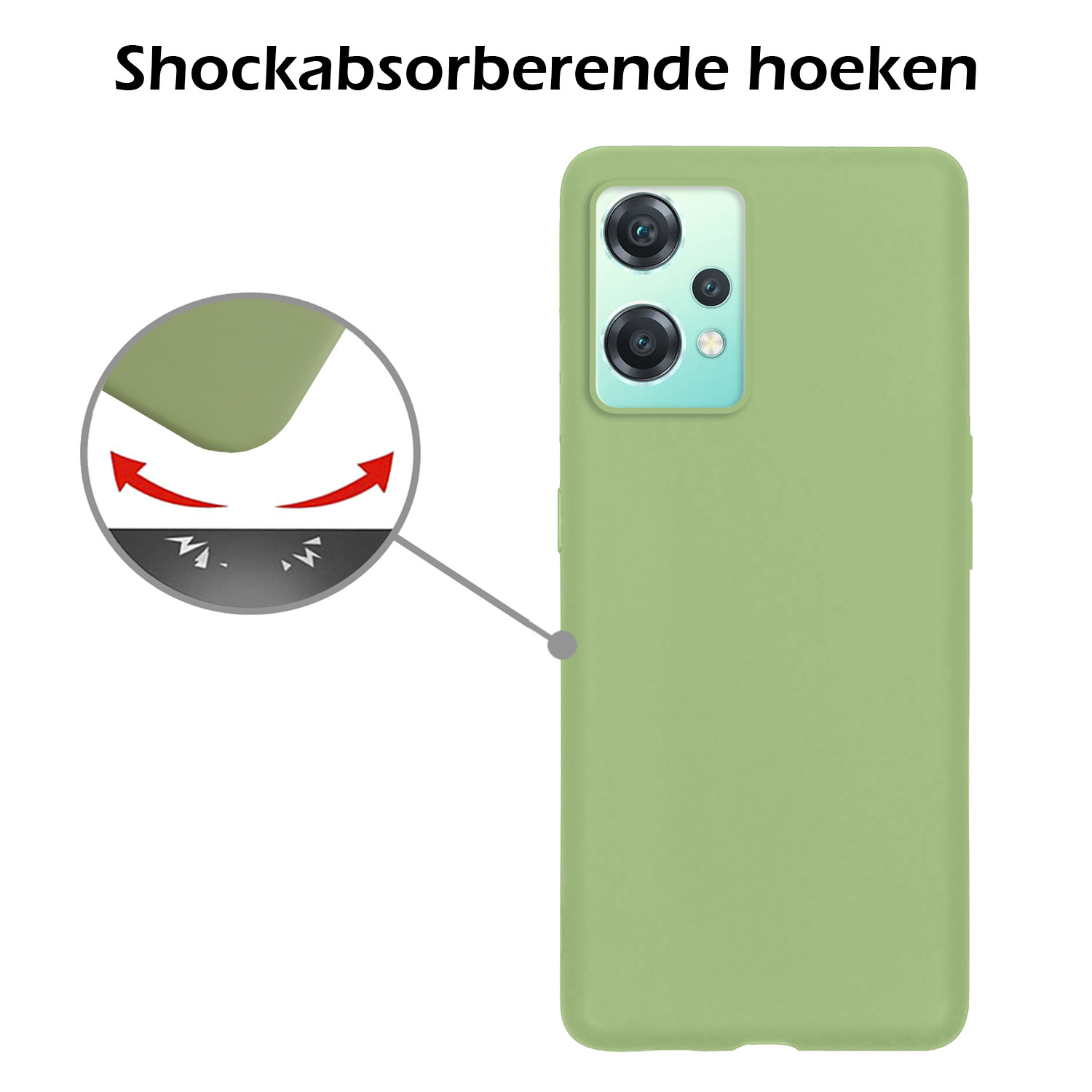 OnePlus Nord CE 2 Lite Hoesje Siliconen Case Back Cover Met 2x Screenprotector - OnePlus Nord CE 2 Lite Hoes Cover Silicone - Groen