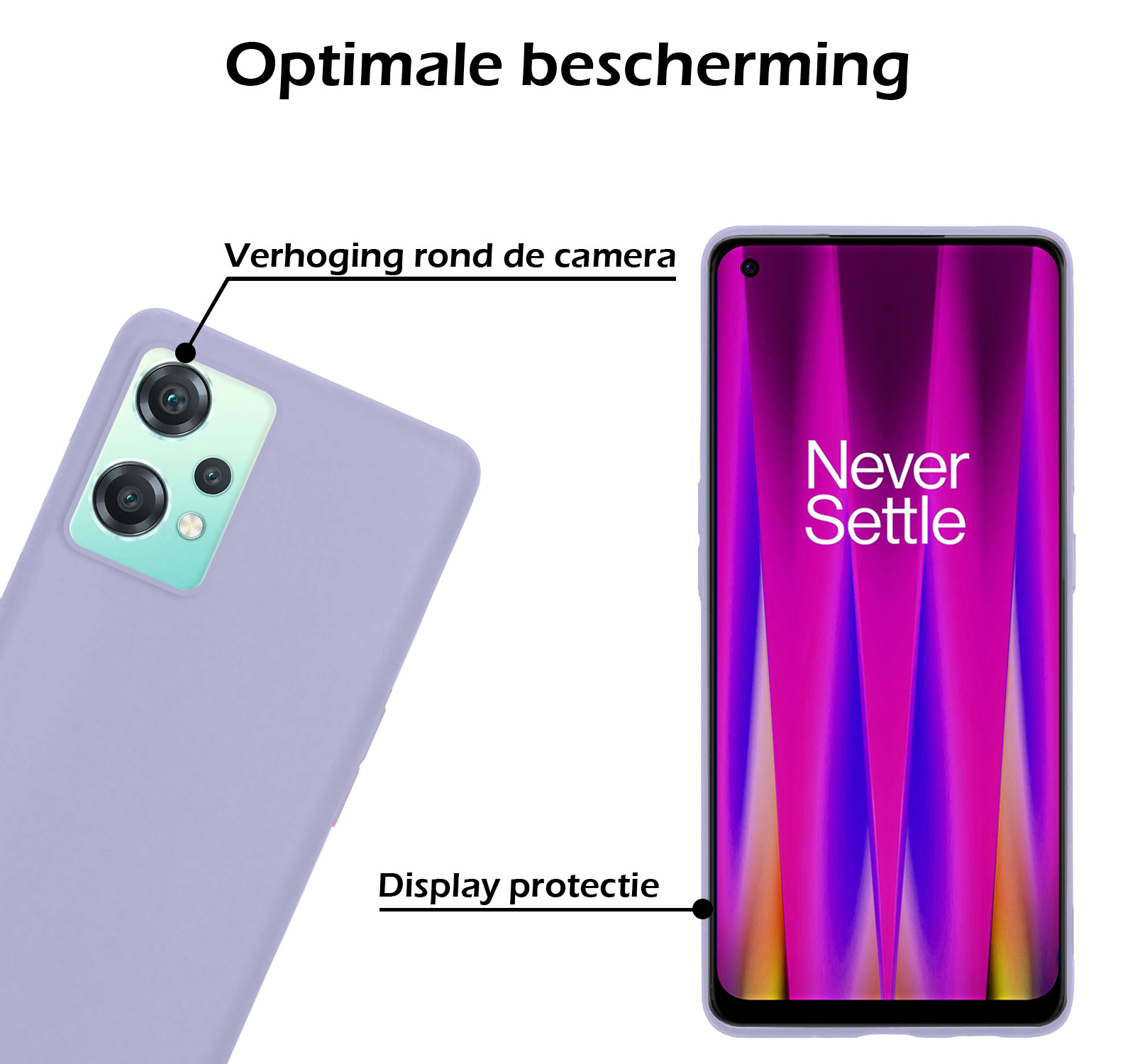 OnePlus Nord CE 2 Lite Hoesje Siliconen Case Back Cover Met 2x Screenprotector - OnePlus Nord CE 2 Lite Hoes Cover Silicone - Lila
