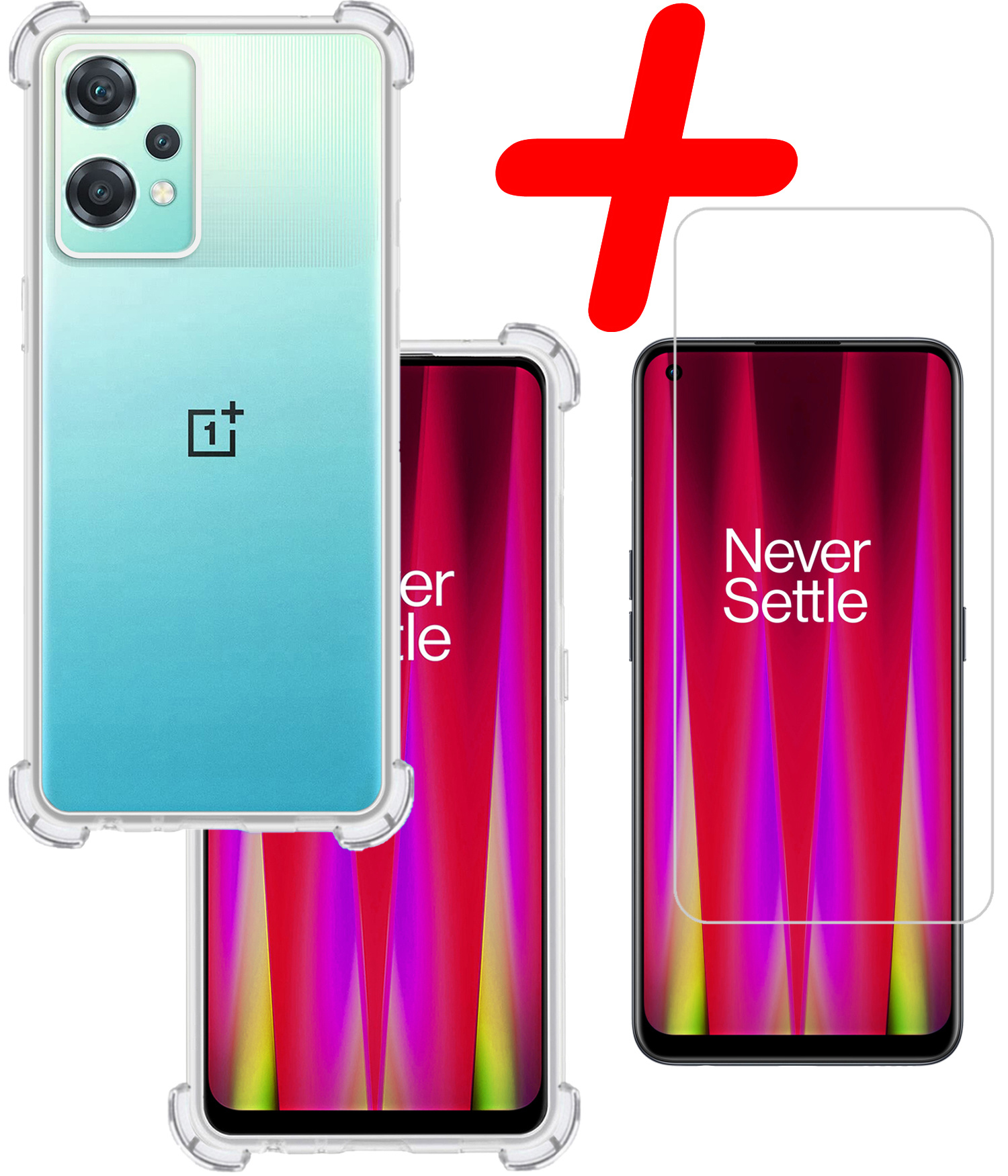 OnePlus Nord CE 2 Lite Hoesje Shock Proof Met Screenprotector Tempered Glass - OnePlus Nord CE 2 Lite Screen Protector Beschermglas Hoes Shockproof - Transparant