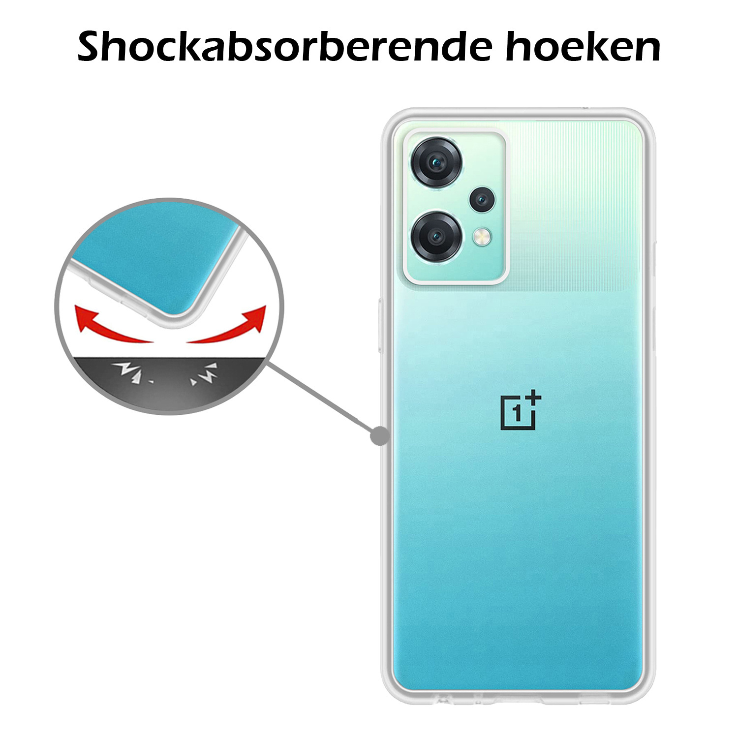 OnePlus Nord CE 2 Lite Hoesje Siliconen Case Back Cover Met 2x Screenprotector - OnePlus Nord CE 2 Lite Hoes Cover Silicone - Transparant