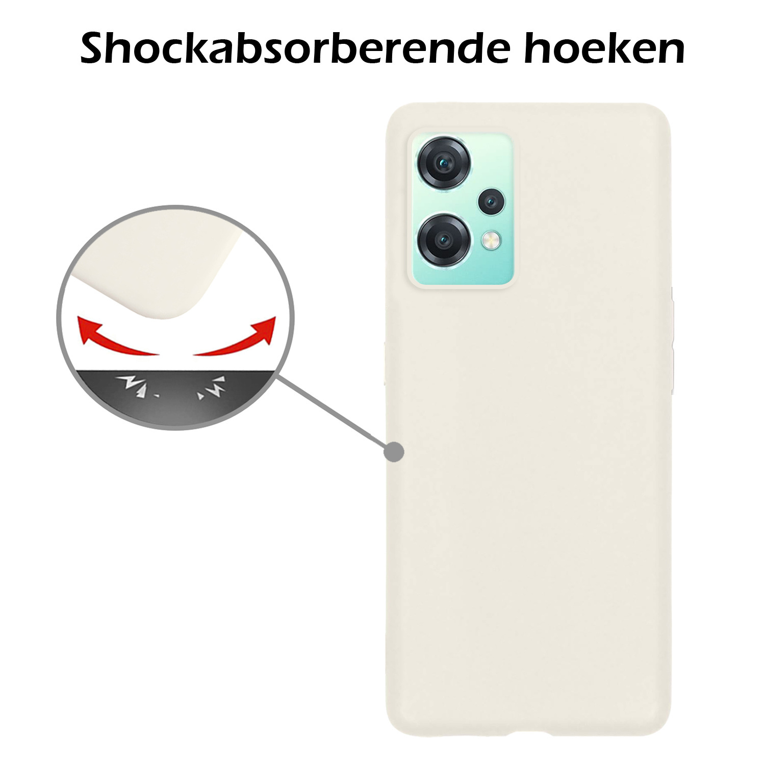OnePlus Nord CE 2 Lite Hoesje Siliconen Case Back Cover Met 2x Screenprotector - OnePlus Nord CE 2 Lite Hoes Cover Silicone - Wit