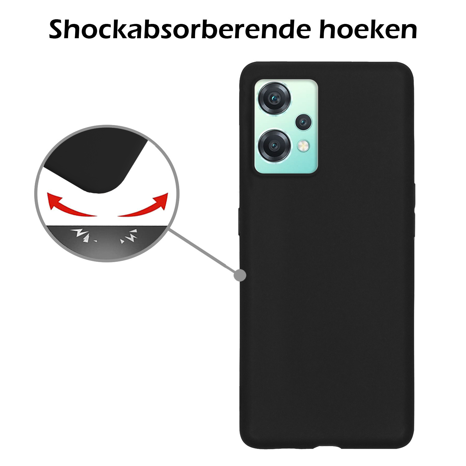 Nomfy Hoesje Geschikt voor OnePlus Nord CE 2 Lite Hoesje Siliconen Cover Case Met 2x Screenprotector - Hoes Geschikt voor OnePlus Nord CE 2 Lite Hoes Back Case - Zwart