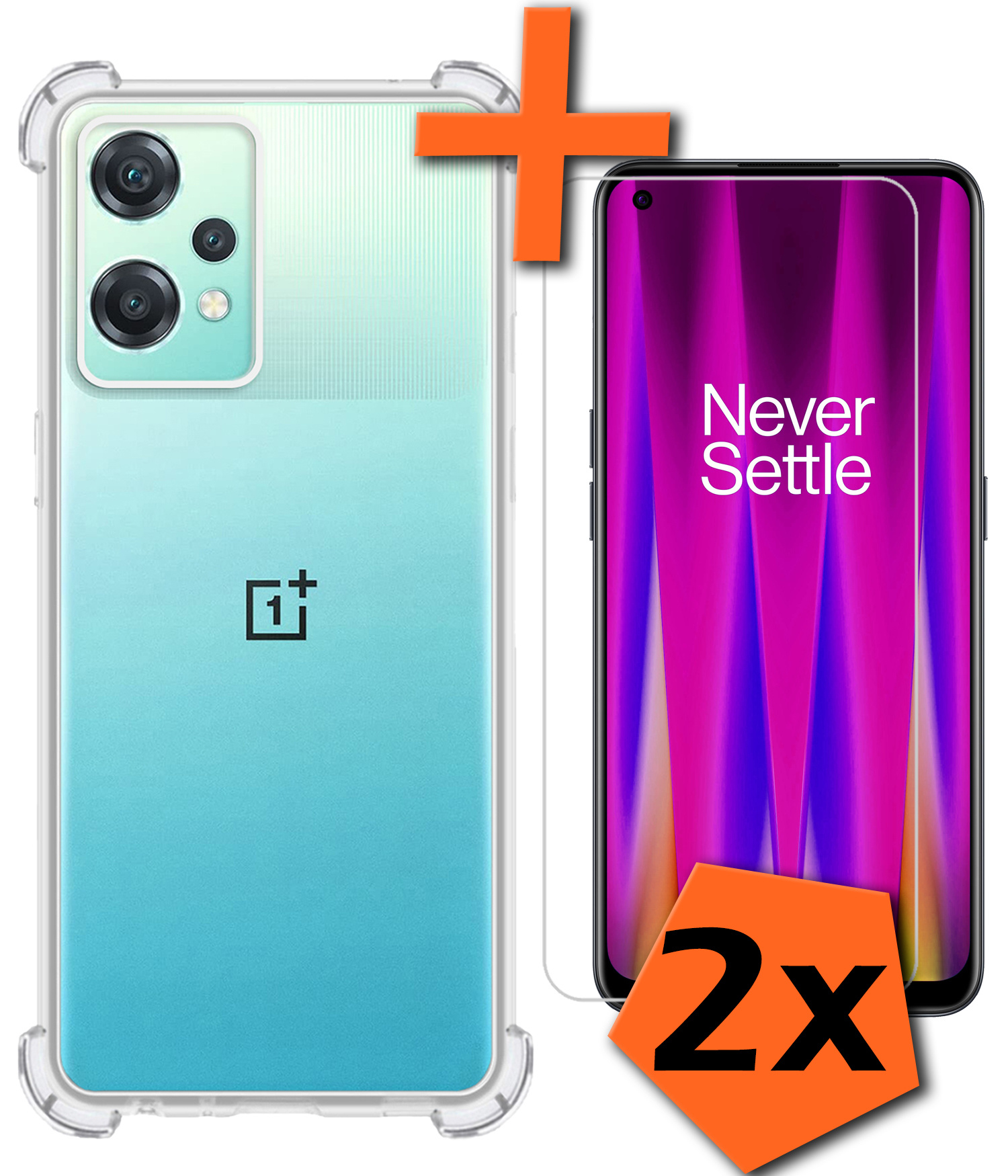 Nomfy Hoesje Geschikt voor OnePlus Nord CE 2 Lite Hoesje Shock Proof Cover Case Shockproof Met 2x Screenprotector - Hoes Geschikt voor OnePlus Nord CE 2 Lite Hoes Siliconen Back Case - Transparant