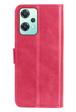 BASEY. Hoes Geschikt voor OnePlus Nord CE 2 Lite Hoesje Bookcase Hoes Flip Case Book Cover Met Screenprotector - Hoesje Geschikt voor OnePlus Nord CE 2 Lite Hoes Book Case Hoesje - Donkerroze