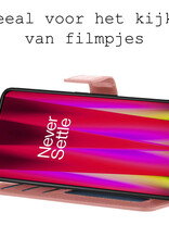 BASEY. Hoes Geschikt voor OnePlus Nord CE 2 Lite Hoesje Bookcase Hoes Flip Case Book Cover Met Screenprotector - Hoesje Geschikt voor OnePlus Nord CE 2 Lite Hoes Book Case Hoesje - Rosé goud