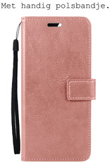 BASEY. Hoes Geschikt voor OnePlus Nord CE 2 Lite Hoesje Bookcase Hoes Flip Case Book Cover Met Screenprotector - Hoesje Geschikt voor OnePlus Nord CE 2 Lite Hoes Book Case Hoesje - Rosé goud