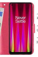 BASEY. Hoes Geschikt voor OnePlus Nord CE 2 Lite Hoesje Bookcase Hoes Flip Case Book Cover Met 2x Screenprotector - Hoesje Geschikt voor OnePlus Nord CE 2 Lite Hoes Book Case Hoesje - Donkerroze
