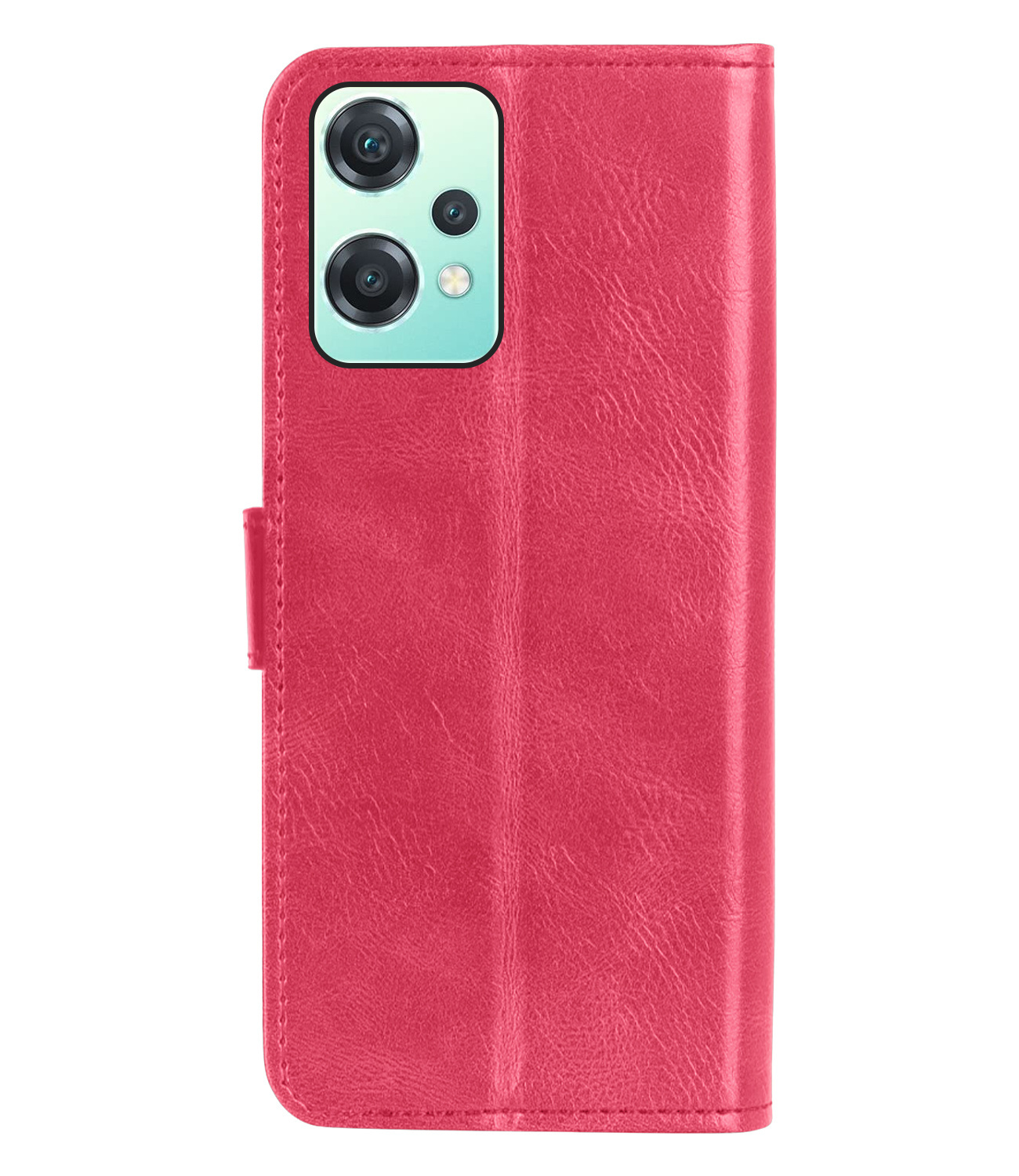 BASEY. Hoes Geschikt voor OnePlus Nord CE 2 Lite Hoesje Bookcase Hoes Flip Case Book Cover Met 2x Screenprotector - Hoesje Geschikt voor OnePlus Nord CE 2 Lite Hoes Book Case Hoesje - Donkerroze