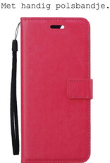 BASEY. Hoes Geschikt voor OnePlus Nord CE 2 Lite Hoesje Bookcase Hoes Flip Case Book Cover Met 2x Screenprotector - Hoesje Geschikt voor OnePlus Nord CE 2 Lite Hoes Book Case Hoesje - Donkerroze