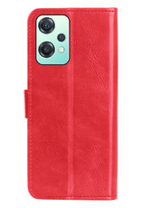 BASEY. Hoes Geschikt voor OnePlus Nord CE 2 Lite Hoesje Bookcase Hoes Flip Case Book Cover Met 2x Screenprotector - Hoesje Geschikt voor OnePlus Nord CE 2 Lite Hoes Book Case Hoesje - Rood