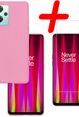 BASEY. Hoes Geschikt voor OnePlus Nord CE 2 Lite Hoesje Siliconen Back Cover Case Met Screenprotector - Hoesje Geschikt voor OnePlus Nord CE 2 Lite Hoes Cover Hoesje - Lichtroze