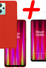 BASEY. Hoes Geschikt voor OnePlus Nord CE 2 Lite Hoesje Siliconen Back Cover Case Met Screenprotector - Hoesje Geschikt voor OnePlus Nord CE 2 Lite Hoes Cover Hoesje - Rood