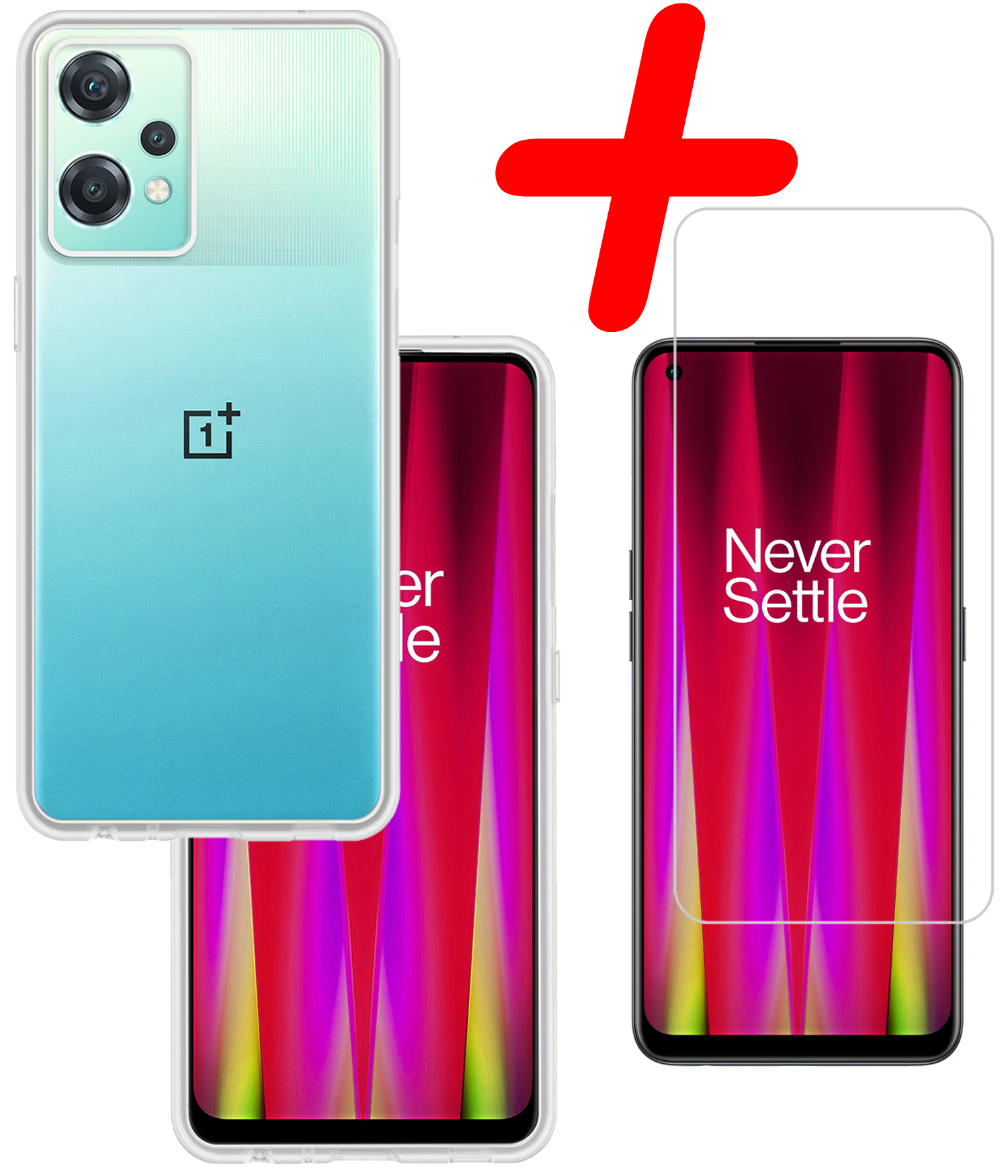 BASEY. Hoes Geschikt voor OnePlus Nord CE 2 Lite Hoesje Siliconen Back Cover Case Met Screenprotector - Hoesje Geschikt voor OnePlus Nord CE 2 Lite Hoes Cover Hoesje - Transparant