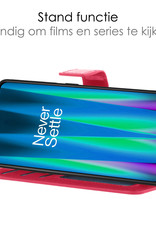 NoXx Hoes Geschikt voor OnePlus Nord CE 2 Lite Hoesje Book Case Hoes Flip Cover Wallet Bookcase Met 2x Screenprotector - Donkerroze
