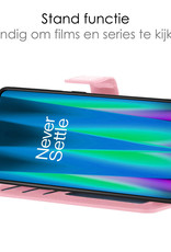 NoXx Hoes Geschikt voor OnePlus Nord CE 2 Lite Hoesje Book Case Hoes Flip Cover Wallet Bookcase Met 2x Screenprotector - Lichtroze