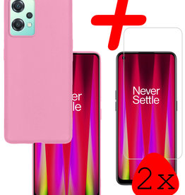 BASEY. BASEY. OnePlus Nord CE 2 Lite Hoesje Siliconen Met 2x Screenprotector - Lichtroze