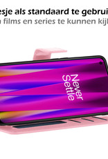 Nomfy Hoesje Geschikt voor OnePlus Nord CE 2 Lite Hoes Bookcase Flipcase Book Cover Met Screenprotector - Hoes Geschikt voor OnePlus Nord CE 2 Lite Hoesje Book Case - Lichtroze