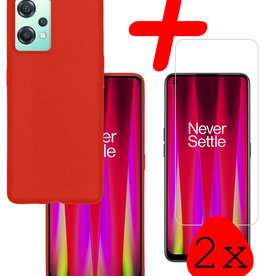 BASEY. OnePlus Nord CE 2 Lite Hoesje Siliconen Met 2x Screenprotector - Rood