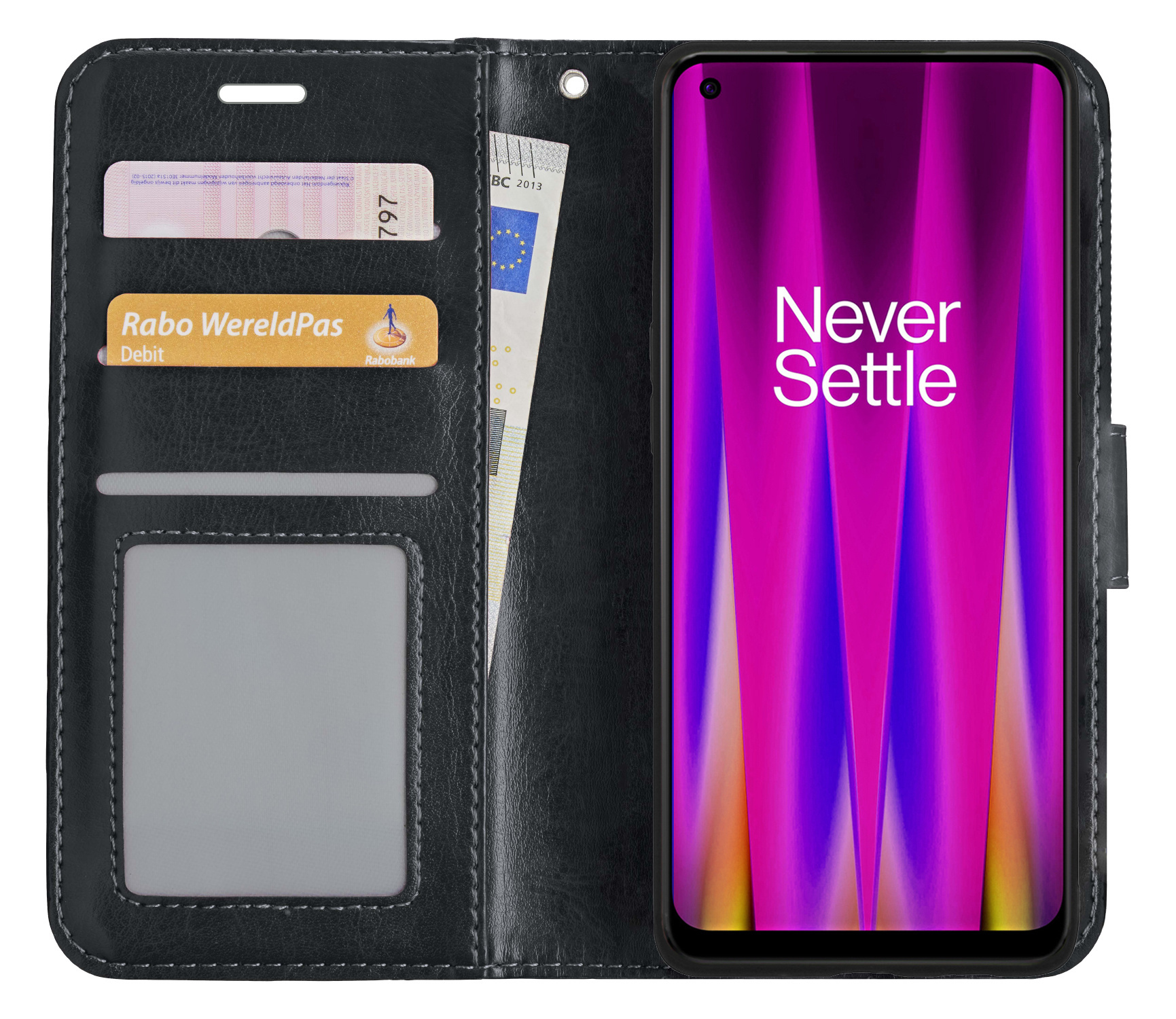 Nomfy Hoesje Geschikt voor OnePlus Nord CE 2 Lite Hoes Bookcase Flipcase Book Cover Met Screenprotector - Hoes Geschikt voor OnePlus Nord CE 2 Lite Hoesje Book Case - Zwart