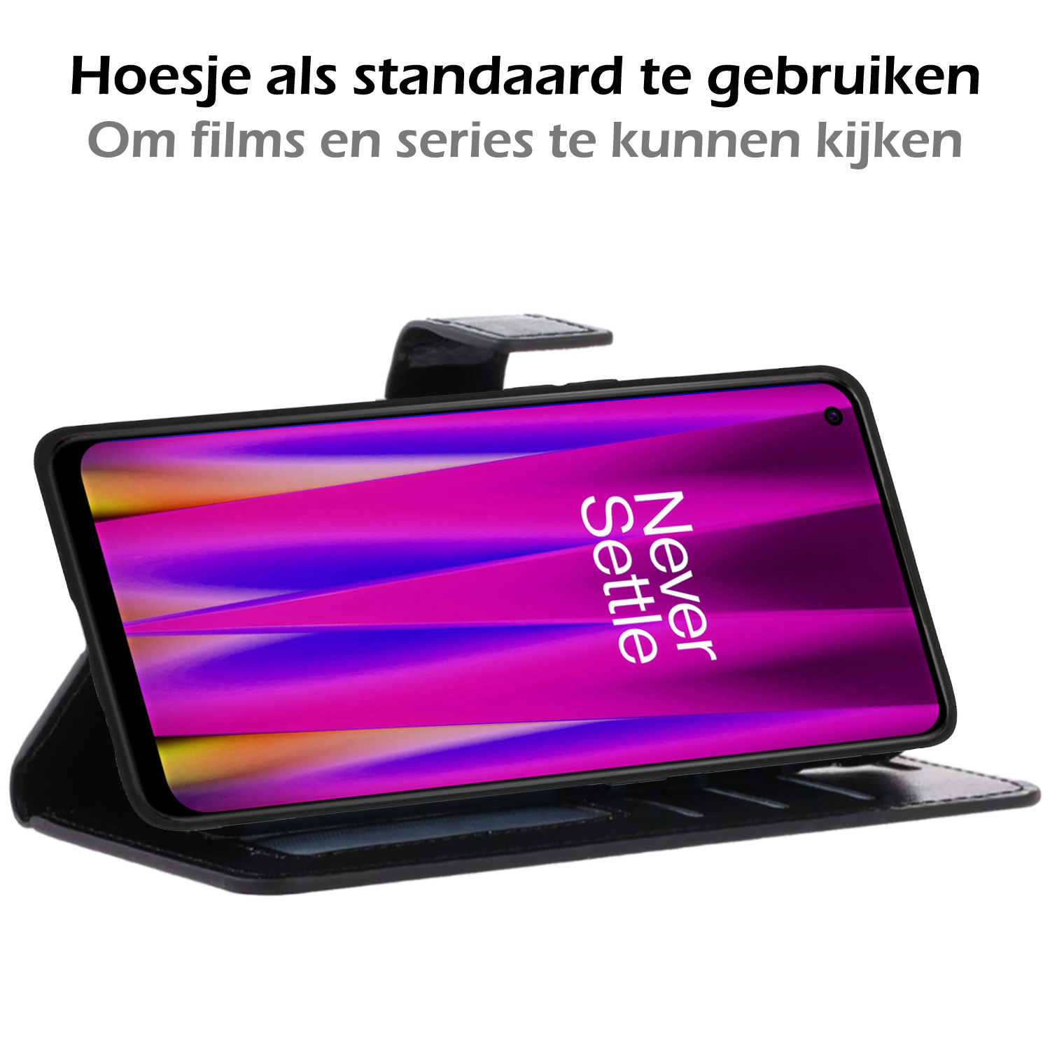 Nomfy Hoesje Geschikt voor OnePlus Nord CE 2 Lite Hoes Bookcase Flipcase Book Cover Met Screenprotector - Hoes Geschikt voor OnePlus Nord CE 2 Lite Hoesje Book Case - Zwart