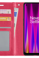 Nomfy Hoesje Geschikt voor OnePlus Nord CE 2 Lite Hoes Bookcase Flipcase Book Cover Met 2x Screenprotector - Hoes Geschikt voor OnePlus Nord CE 2 Lite Hoesje Book Case - Donkerroze