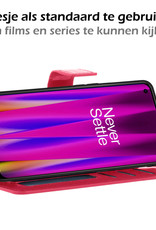 Nomfy Hoesje Geschikt voor OnePlus Nord CE 2 Lite Hoes Bookcase Flipcase Book Cover Met 2x Screenprotector - Hoes Geschikt voor OnePlus Nord CE 2 Lite Hoesje Book Case - Donkerroze