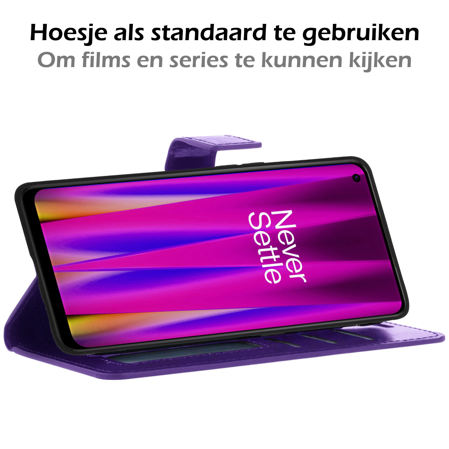 Nomfy Hoesje Geschikt voor OnePlus Nord CE 2 Lite Hoes Bookcase Flipcase Book Cover Met 2x Screenprotector - Hoes Geschikt voor OnePlus Nord CE 2 Lite Hoesje Book Case - Paars