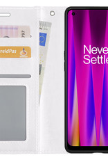 Nomfy Hoesje Geschikt voor OnePlus Nord CE 2 Lite Hoes Bookcase Flipcase Book Cover Met 2x Screenprotector - Hoes Geschikt voor OnePlus Nord CE 2 Lite Hoesje Book Case - Wit